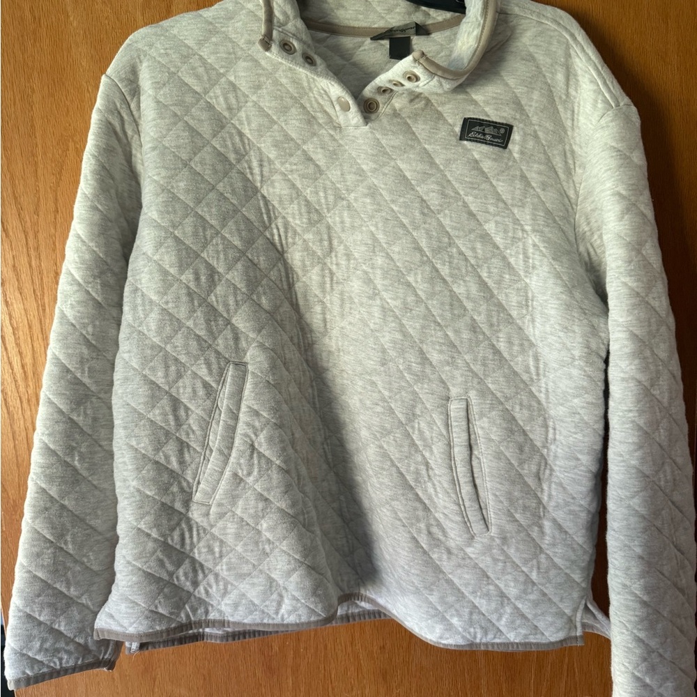 Eddie Bauer Cream Quilted Pullover